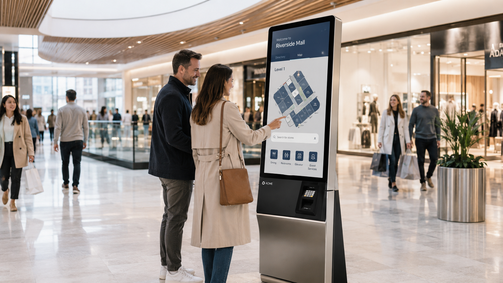 Mall directory wayfinding kiosk